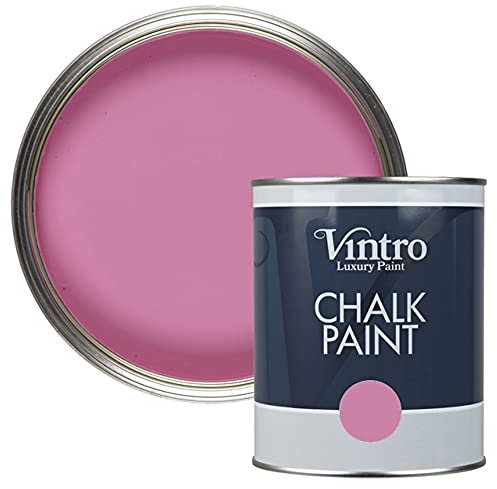 Vintro | Pink Chalk Paint | Furniture Paint | Shabby Chic | Upcycle | Decorate | Ultra Matt Finish | 1 Litre (Belladonna)