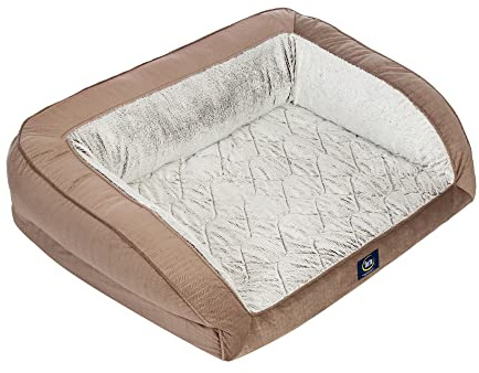 Serta Orthopedic Quilted Couch Dog Bed for Pets – Chocolate Brown (Small)