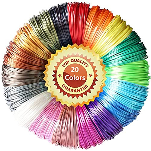 LELYFIT 3D Stift Filament PLA, je 5M, 3D Pen PLA Filament 1,75mm, Kompatibel mit allen gängigen 3D Druckstift (20 Farben)