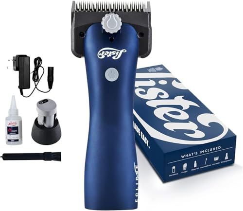 Lister Eclipse - Professional Cordless Animal Clipper - Lithium-Ion Battery - 130 Min Runtime - for Horses, Alpacas, Cattle & Pigs - Includes Fine Blade, Charger Stand & Oil - 258-42000 - Navy