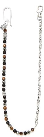 BRERA 67 Catena Portachiavi Uomo per Pantaloni, Catenina per Portafoglio con Pietre Naturali e dettagli color Argento Antico, Catena con moschettone per chiavi