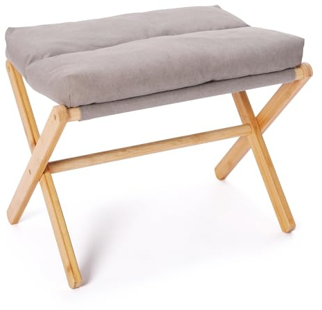 Fanwer Poggiapiedi Divano, Poggiapiedi Pieghevole, con Gambe in Legno, Sgabello Basso Imbottito, Rimovibile, per Soggiorno o Camera da Letto