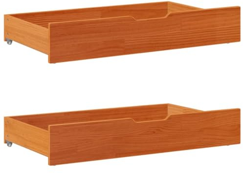 Xichuzi Cajones Debajo Cama con Ruedas 2 uds Madera Maciza Pino marrón, Caja Bajo Cama, Almacenamiento Ropa, Cajas Almacenaje Zapatos, Cajas para Ropa, Cajas De Almacenamiento - 850922
