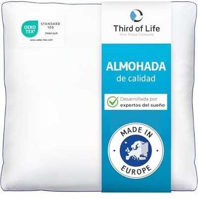 Kopfkissen 65x65 inSPIRO, Premium Kissen von Schlafexperten entwickelt, Ergonomisches Schlafkissen für Seitenschläfer, Rückenschläfer, Bauchschläfer, Ideales HWS Nackenstützkissen, Pillow made in EU