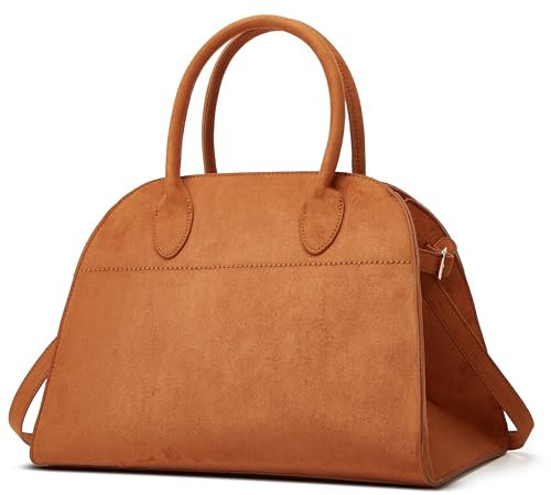 Große Tragetasche aus Wildleder für Damen, Ledertasche, Retro-Geldbörsen, Crossbody-Tasche, trendige Handtasche, Arbeitstasche 2024, 37,8 x 21,8 x 26,4 cm, Hellbraun, 14.9 x 8.6 x 10.4, Casual