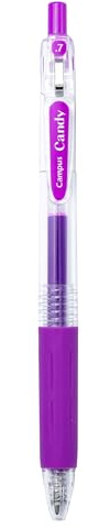 Campus Penna a sfera in gel Candy, penne colorate ricaricabili con tratto da 0,7 mm, penna a inchiostro gel ad asciugatura rapida e impermeabile (penna a sfera, viola, 1 pezzo)