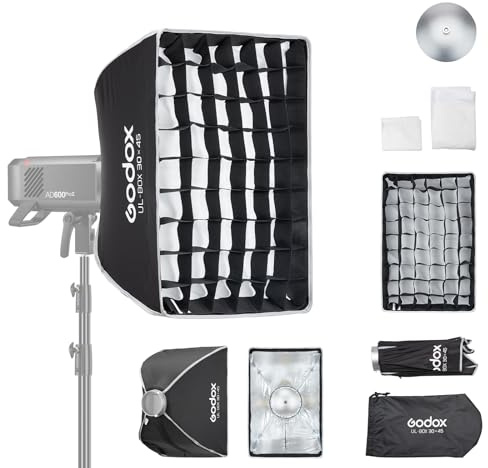 Godox Mini Softbox 30cm*45cm/ 11.8in*17.7in with Grid Diffuser Fast-Setup Bowens Mount Umbrella Softbox Compact Photography Lighting Softbox for Photography Continuous Light Monolight Strobe Flash