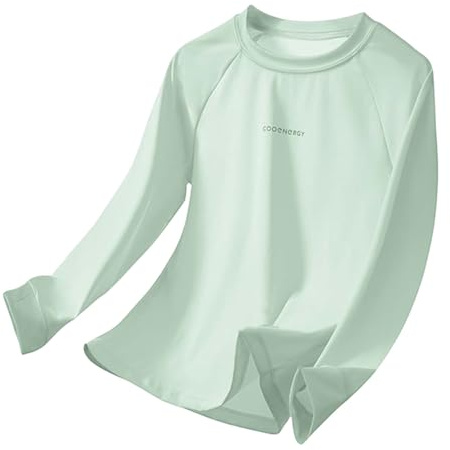 Camiseta de manga larga para niñas, tops para niños, camisa juvenil, camisetas deportivas de manga larga para niños y niñas, para niños desde 2 años hasta adolescentes, Verde claro., 7-8 años
