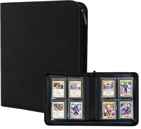 Raccoglitore Cartes, 20 Fogli 160 Tasche, Piccolo Raccoglitore di Carte da Collezione, Album Carte da 4 Tasche con Chiusura Lampo, Album Cartes per Collezionabili, per Francobolli, Biglietti da Visita