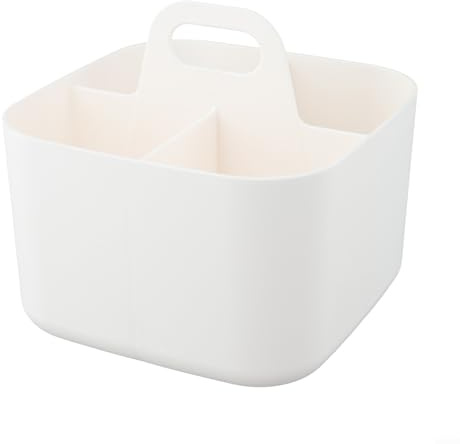 Cestino portaoggetti in plastica impilabile con manico per organizzare articoli per la casa, forniture per ufficio, kit artigianali e cosmetici (bianco)