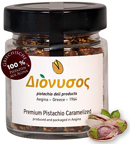 ARISTOS Pistazienkerne mit Sesam | Karamellisiert | Geröstete Pistazien ohne Schale | Griechische Pistazien | Karamellisierte Nüsse | 100 g