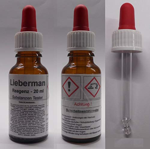 Eigenmarke Snabbtest för droger och substanstestare med färgskala - Liebermann Regens 20 ml - testar 93 ämnen och droger - för ca 100 användningar