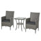 Outsunny Polyrattan Gartenmöbel Set, Outdoor Lounge Balkonmöbel für 2 Personen, 3-teilig Sitzgruppe, 2 Stühle, Tisch Sitzkissen, Gartenlounge für Garten, Terrasse, Balkon, Grau