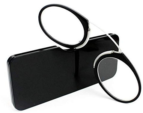 KoKoBin Ultralätta unisex läsglasögon mini näsklämma utan bågar halkfria - herr dam alltid till hands (svart +2,0)