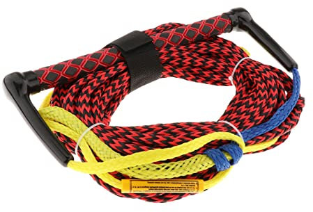 Harilla Wasserskiseil, 4 Abschnitte, 75 Fuß, Halbkreisförmiger Eva Griff mit Hoher Dichte, Bequemer Griff, Wassersport Schleppseil, Seilhalter Enthalten, rot