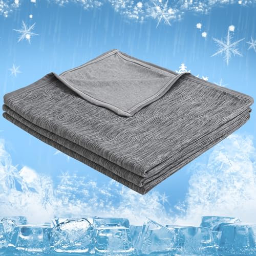 CHOSHOME Kühlende Bettdecke 150x200cm, 2 in 1 Sommerdecke Selbstkühlende Baumwolldecke, mit Q-Max 0,45 Kühlfasern Erwachsene Kühldecke Dünne Doppelseitig Leichte Kühldecke Decke für Schlafen, Grau
