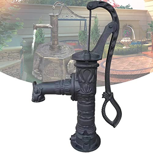 DYK&NX Bomba de Agua Manual Antigua, Bomba de Mano de Hierro Fundido, 40 x 15 x 65 cm Profundidad Máxima de Bomba de 6 m, Bomba Manual Decorativa para Jardín al Aire Libre con Mango (Color : Black)