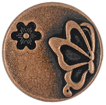 Bezelry 10 Pieces Butterfly and Flower Metal Shank Buttons. 20mm (3/4 inch) (Antique Copper)