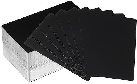 PATIKIL 200 Pcs Metal Visita Tarjetas En Blanco, 0,21mm Grosor 3,4x2,1 Pulgadas Aluminio Grabar Imprimible Nombre Tarjeta para Personalizado Bricolaje, Mate Negro