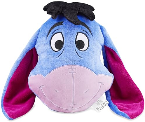 Disney Stitch Barnkudde, 3D-kudde, soffa, säng, dekorativa kuddar, dekoration för tonåringar, flickor, pojkar, sovrum, barngåva (eyore blå, L 39 x B 30)