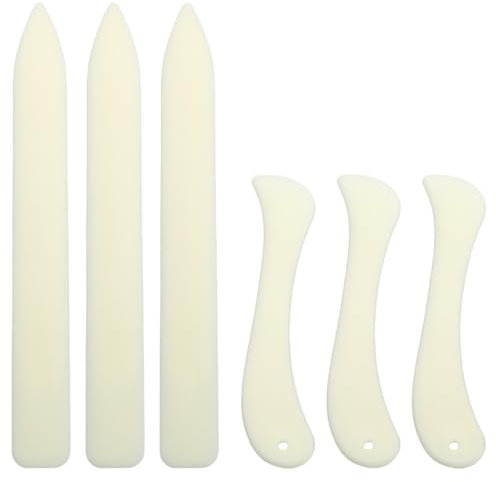 QZKJQDD 6 Stück Falzbein, Falzbein für Papier, Falzbein Knochen, Falzbrett Und Werkzeug Binding, Aus präzisen Falten von Papier oder leichtem Karton und zur Lederverarbeitung (2 Größen)
