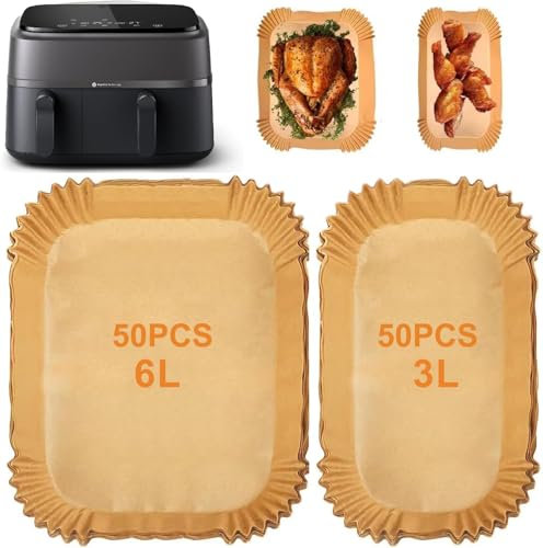 100PCS Air Fryer Liner for Philips Dual Basket Airfryer 3000 Series 6L/3L (NA350/00), 5000 Series 6L/3L (NA550/00) Cookwise 3L/6L, Air Fryer Parchement Paper Liners Air Fryer Accessories for Airfryer
