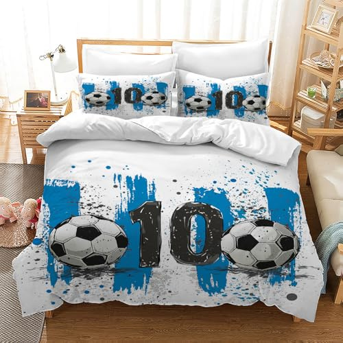 Gegeryozer - Set di biancheria da letto da calcio per bambini, motivo: sport di calcio, copripiumino per bambini in microfibra + 2 federe da 50 x 75 cm (ZQ5, 220 x 240 cm)