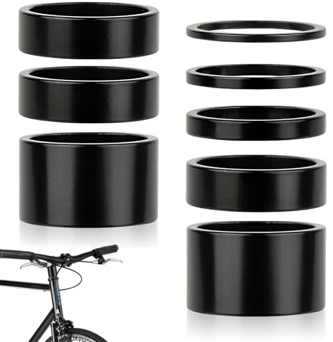 Techchii 8 Pezzi Spacer Manubrio MTB 2 3 5 10 20 mm Manubrio Alzamento Distanziale Manubrio Bici Ahead cap Alluminio Spacer Set di Sterzo 1 1/8 Pollici per MTB Bici da Strada Bicicletta