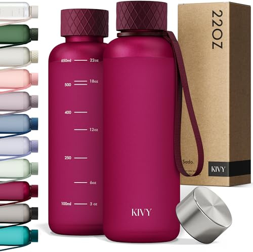 KIVY Slim vattenflaska 24 oz [Lätt och okrossbar] – liten dricksvattenflaska – Tritan-flaska utan sugrör för skolan, sport och resor – dryckesflaska diskmaskinssäker, BPA-fri