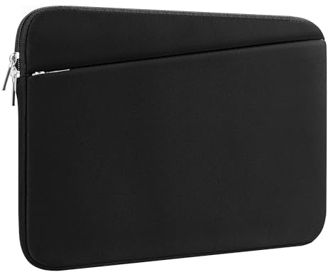 BAAGOAZ 11-13 Inch Laptop Sleeve with Front Pocket, Compatible with 11.6-13.3 PC Notebook Computer Chromebook Surface, Slim Lightweight Laptop Case Bag, Black