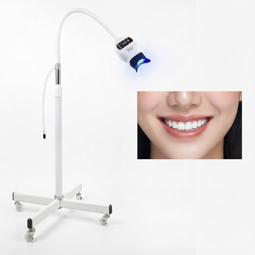 NEONMAN Professionell Tandblekningsmaskin med 12 LED-lampor och 3 färger Mobil blekningslampa med kylfläkt 60 minuters timer Justerbart stativ for hemmabruk och salongsbruk
