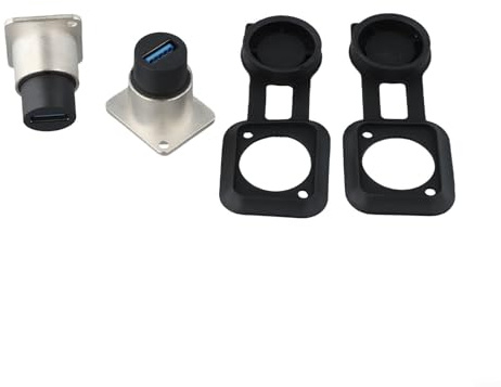 HOHOVYVY 2 unidades USB 3.0 tipo D de montaje en panel hembra a hembra con tapa protectora, conector de montaje resistente a la intemperie de aleación de zinc, transferencia de datos rápida de hasta 5