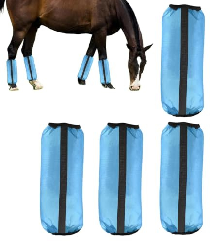 Protège-jambes pour chevaux 4 Pièces Guêtres en Mesh pour Cheval | Guêtres équines antidérapantes pour Courses, Sorties, Écurie, Compétitions, Sports, Entraînement, Ranch et Ferme