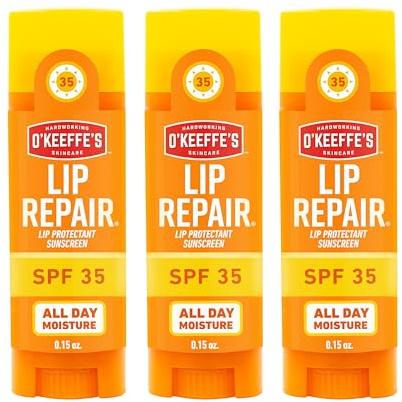 O'Keeffe's Lip Repair SPF 35 Lip Balm - Stick (3 Pack) - Sun-Safe Moisturizer for Extremely Cracked, Dry Lips