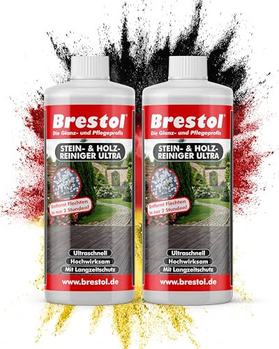 STEINREINIGER INTENSIV AUSSEN 2x 1000ml – Pflasterstein Reiniger mit SOFORTWIRKUNG, Grünbelagentferner, beseitigt Schmutz, Algen & Flechten in Minuten, Stein Reiniger Außen, Terrassenplatten Reiniger