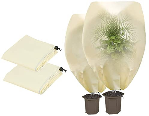 Hillylolly Pflanzenschutz Winter Pflanzenschutz Winter Kübelpflanzen, Winterschutz für Kübelpflanzen mit Zugband, Frostschutz für Kübelpflanzen, Jutesack für Pflanzen-200*240CM (60*80cm/80*100cm)