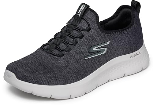 Skechers Mens Gowalk Flex - Athletic Slip-on Casual Walking Shoes with Air Cooled Foam Sneaker, Black/White 2, 10.5 US