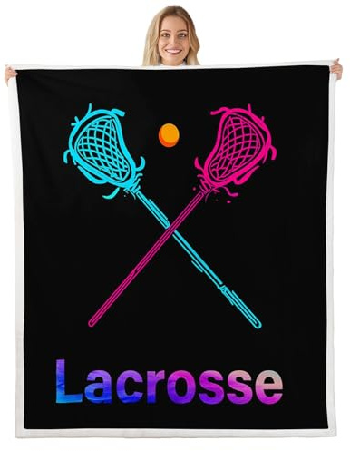 Lacrosse Fleece Throw Blanket for Sports Games Plush Blanket Lacrosse Player Sherpa Blanket Room Decor Puck Hockey Tie Dye Fuzzy Blanket 40x50