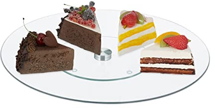 Relaxdays Plateau tournant, 360°, diamètre de 30 cm, pour Servir et décorer, Support Rond, Verre, Transparent