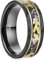 NUNCAD Wolfram Ring Schwarz 8mm Eheringe Herren mit Goldfolie und Meteorit Gehämmerter Männerring mit Doppelt Goldenen Linien Größe 65(20.7)