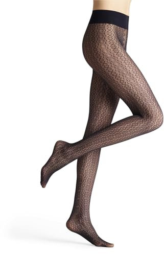FALKE Damen Strumpfhose Baroque Gem 30 DEN W Ti transparent gemustert 1 Stück, Blau Marine 6179, L