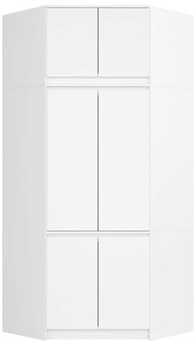 BDW Armadio angolare con estensione per camere da letto - Elegante e funzionale - Grande capacità - Stile universale - Facile da montare - 100 cm - 6 ante, 9 ripiani - Bianco
