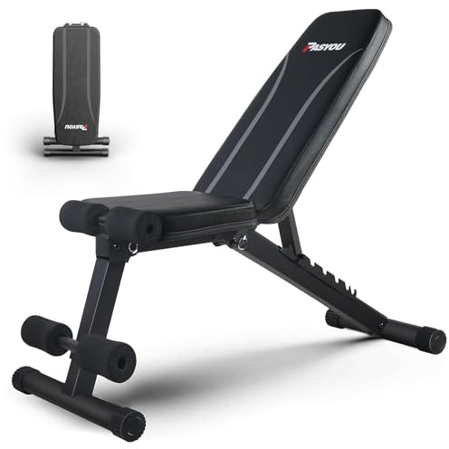 PASYOU Panca per pesi regolabile, per allenamento completo, multiuso, pieghevole, inclinata, declino, allenamento, panca per palestra domestica, nera