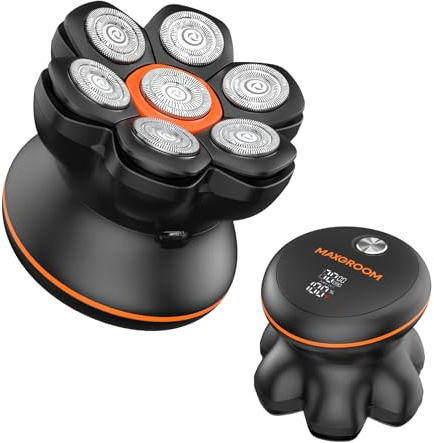 MAXGROOM 7D Rasoio Testa Calva Zero Assoluto 2 Velocità 7000&6600 Giri/Min, Rasoio Elettrico Capelli Uomo Rasa Capelli 0 mm, Shaver Capelli, Impermeabile Cordless con Display LED