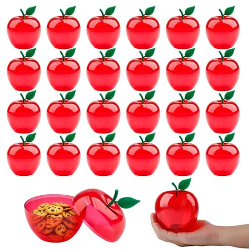 ktxaby 24 contenitori per mela con coperchio, riutilizzabili, per insegnanti, regalo di ritorno a scuola, mini contenitori per decorazioni per feste (9 cm)