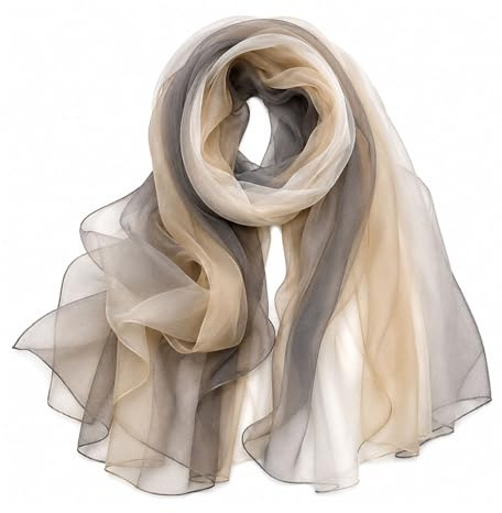 HMCEY Bufanda Chal Mujer,Chal Elegante para Boda, Bufanda de Verano Degradado,Echarpe de Ceremonia,Capa Vestido Invitada,Pañuelo de Cuello Coloridos para Fiestas de Noche, Viajes - GrisAmarillo