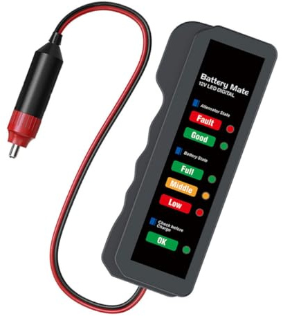 GANAZONO Tester Batteria Auto 12v Indicatore LED Misuratore Batterie Auto Rosso in Abs Dispositivo Pratico Funzionamento Comodo