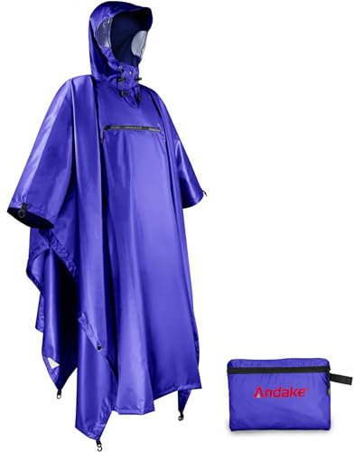 Andake Regenponcho Regencape Regenumhang, Fahrrad Poncho, für Erwachsene, mit Ärmeln Kapuze, Wasserundurchlässige Beschichtung 5.000 mm, Poncho