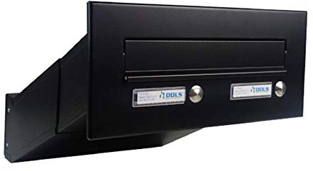 D-042 Cassetta postale bifamiliare passante a muro con 2 campanelli color grigio antracite (RAL 7016) (profondità: 35-50 cm) - LETTERBOX24.de