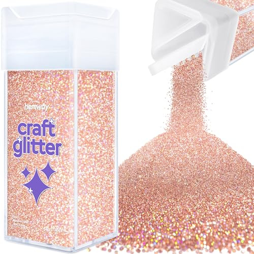 Hemway Craft Glitter Shaker Rose Gold Holographic 130g Microfine | for Resin & Epoxy Crafts, Christmas Art Supplies, Nail, Body, Face, Eye, Festival, Crafting, Slime, Sparkle